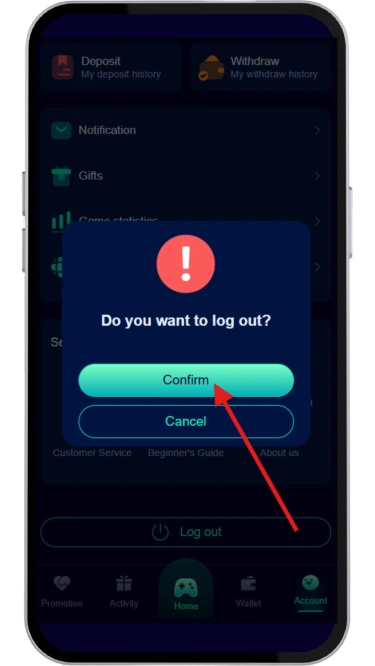 click on Confirm to log out
